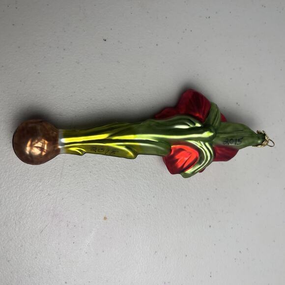 The Museum Collection Hand Blown Glass Poland Amaryllis Flowering Ornament Red - Picture 16 of 16